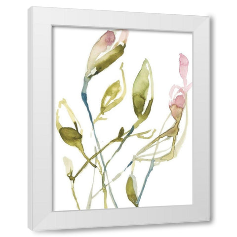 Blooming Stems I White Modern Wood Framed Art Print by Goldberger, Jennifer