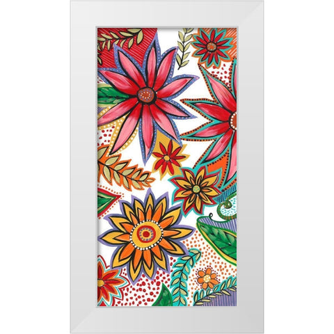 Flowering Garden Whimsy I White Modern Wood Framed Art Print by Moore, Regina