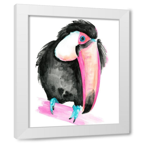 Technicolor Toucan I White Modern Wood Framed Art Print by Parker, Jennifer Paxton