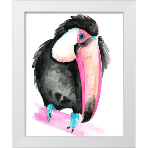 Technicolor Toucan I White Modern Wood Framed Art Print by Parker, Jennifer Paxton