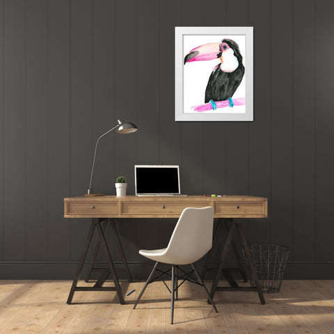 Technicolor Toucan II White Modern Wood Framed Art Print by Parker, Jennifer Paxton
