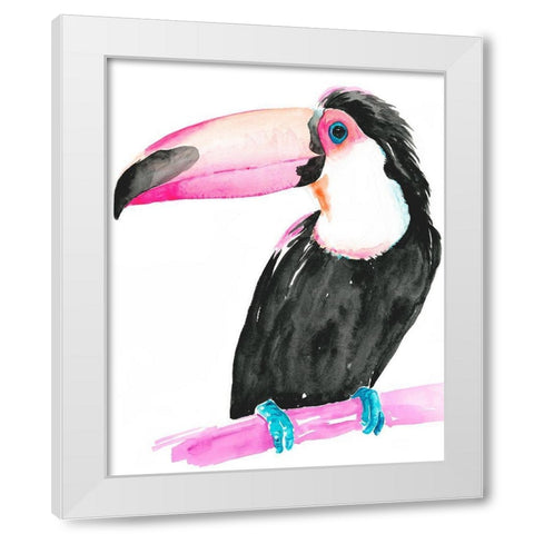 Technicolor Toucan II White Modern Wood Framed Art Print by Parker, Jennifer Paxton