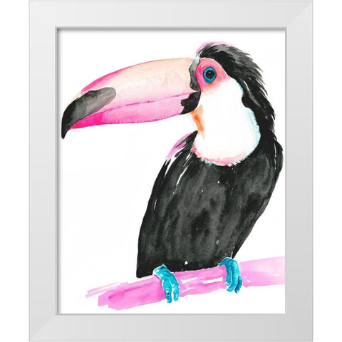 Technicolor Toucan II White Modern Wood Framed Art Print by Parker, Jennifer Paxton
