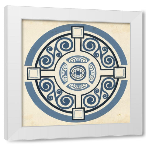 Indigo Motif IV White Modern Wood Framed Art Print by Vess, June Erica