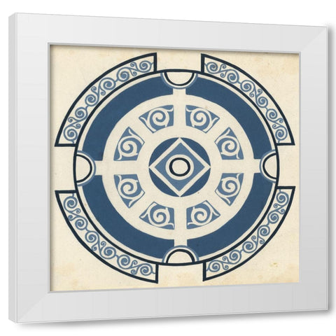Indigo Motif VI White Modern Wood Framed Art Print by Vess, June Erica