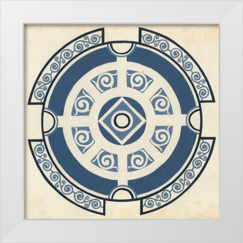 Indigo Motif VI White Modern Wood Framed Art Print by Vess, June Erica
