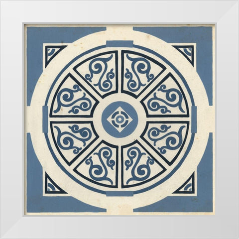 Indigo Motif VIII White Modern Wood Framed Art Print by Vess, June Erica