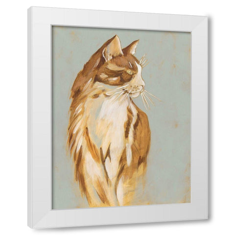 Lap Cat I White Modern Wood Framed Art Print by Zarris, Chariklia