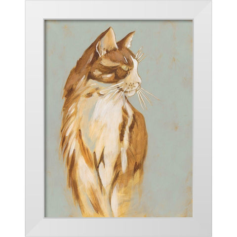 Lap Cat I White Modern Wood Framed Art Print by Zarris, Chariklia