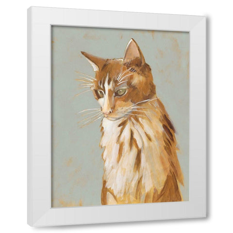 Lap Cat II White Modern Wood Framed Art Print by Zarris, Chariklia