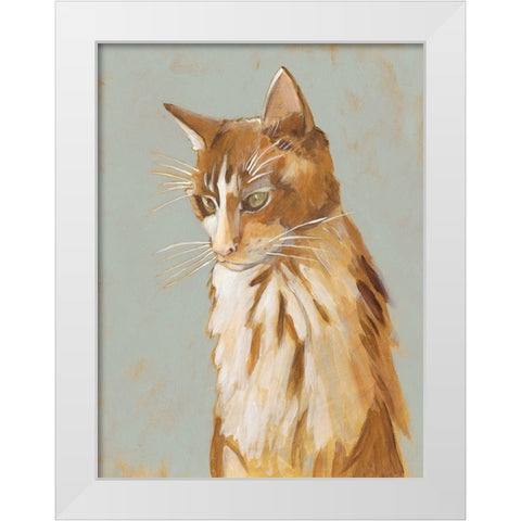 Lap Cat II White Modern Wood Framed Art Print by Zarris, Chariklia