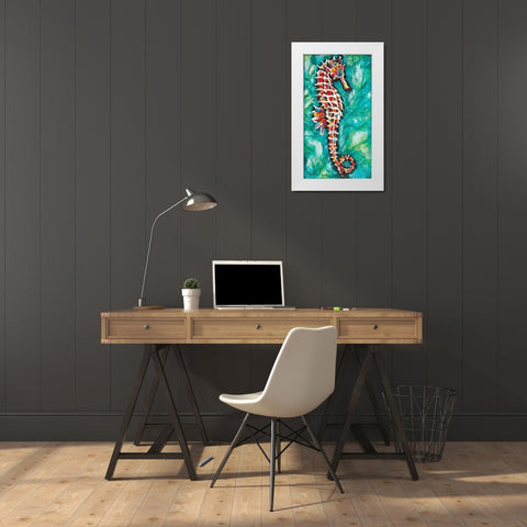 Radiant Seahorse I White Modern Wood Framed Art Print by Vitaletti, Carolee