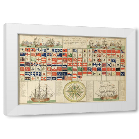 Sea Flags of all Nations White Modern Wood Framed Art Print by Mondhare, Louis Joseph