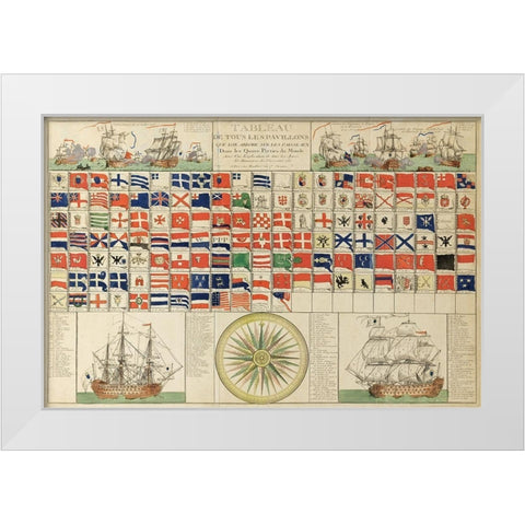 Sea Flags of all Nations White Modern Wood Framed Art Print by Mondhare, Louis Joseph
