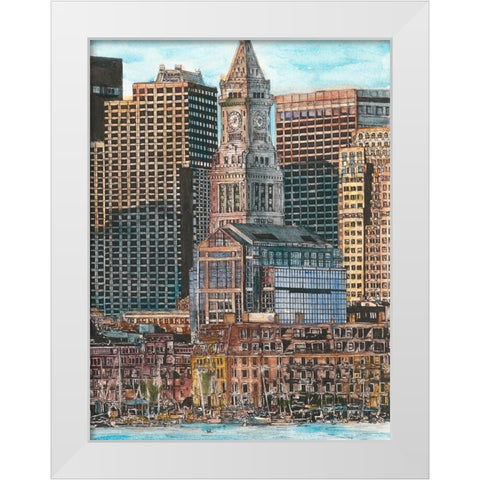 US Cityscape-Boston White Modern Wood Framed Art Print by Wang, Melissa