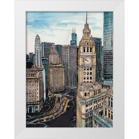 US Cityscape-Chicago White Modern Wood Framed Art Print by Wang, Melissa