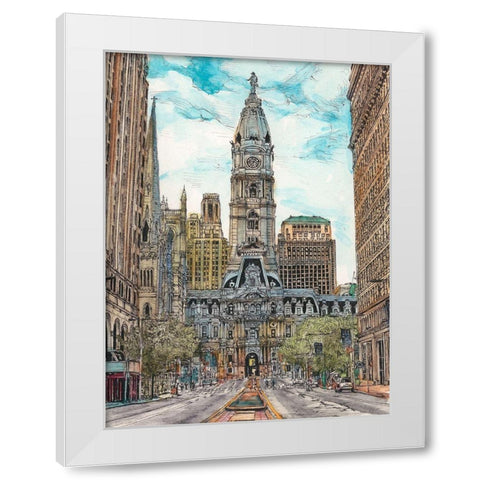 US Cityscape-Philadelphia White Modern Wood Framed Art Print by Wang, Melissa