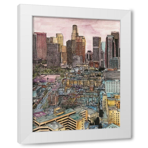 US Cityscape-Los Angeles White Modern Wood Framed Art Print by Wang, Melissa