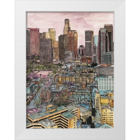 US Cityscape-Los Angeles White Modern Wood Framed Art Print by Wang, Melissa