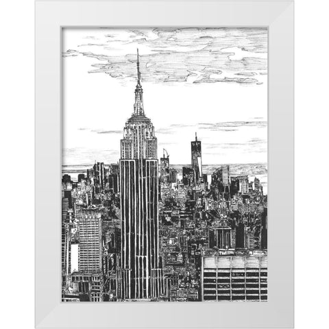 BandW Us Cityscape-NYC White Modern Wood Framed Art Print by Wang, Melissa