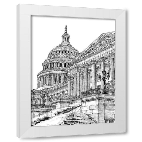 BandW Us Cityscape-Washington DC White Modern Wood Framed Art Print by Wang, Melissa