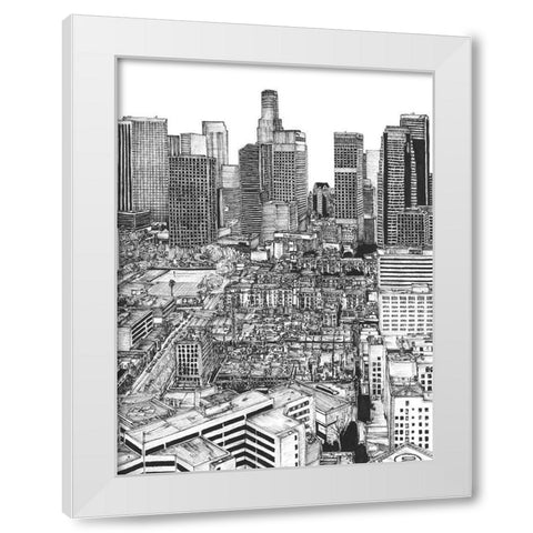 BandW Us Cityscape-Los Angeles White Modern Wood Framed Art Print by Wang, Melissa