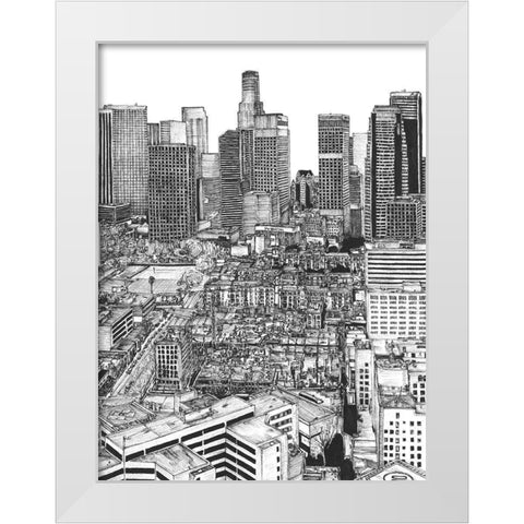 BandW Us Cityscape-Los Angeles White Modern Wood Framed Art Print by Wang, Melissa