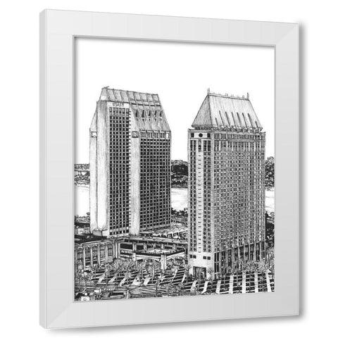 BandW Us Cityscape-San Diego White Modern Wood Framed Art Print by Wang, Melissa