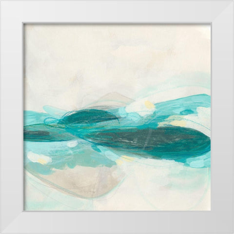 Aquamarine I White Modern Wood Framed Art Print by Vess, June Erica
