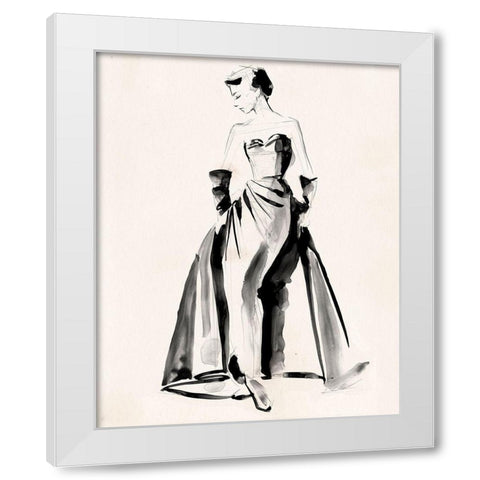 Vintage Costume Sketch I White Modern Wood Framed Art Print by Parker, Jennifer Paxton