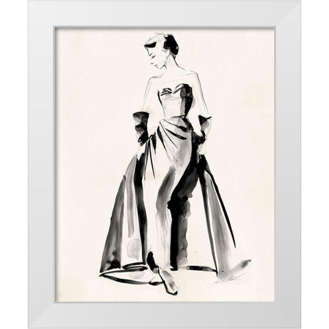 Vintage Costume Sketch I White Modern Wood Framed Art Print by Parker, Jennifer Paxton