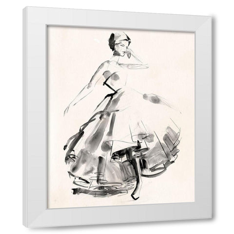 Vintage Costume Sketch II White Modern Wood Framed Art Print by Parker, Jennifer Paxton