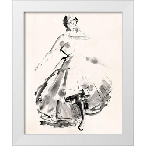 Vintage Costume Sketch II White Modern Wood Framed Art Print by Parker, Jennifer Paxton