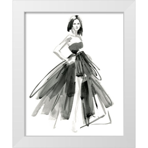 Gestural Evening Gown I White Modern Wood Framed Art Print by Parker, Jennifer Paxton