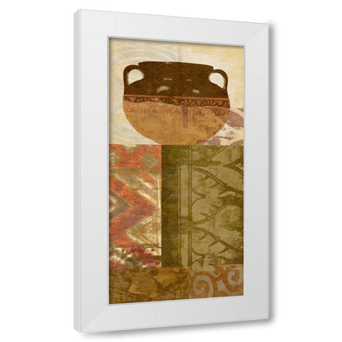 Ethnic Pot III White Modern Wood Framed Art Print by Saunders, Alonzo