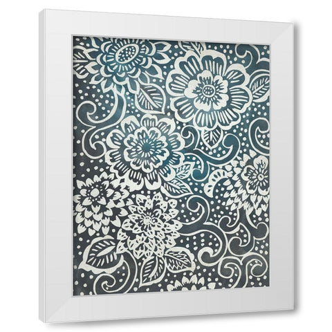 Floral Batik I White Modern Wood Framed Art Print by Zarris, Chariklia