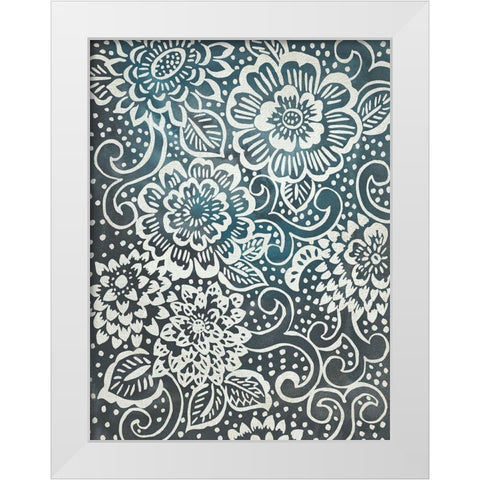 Floral Batik I White Modern Wood Framed Art Print by Zarris, Chariklia