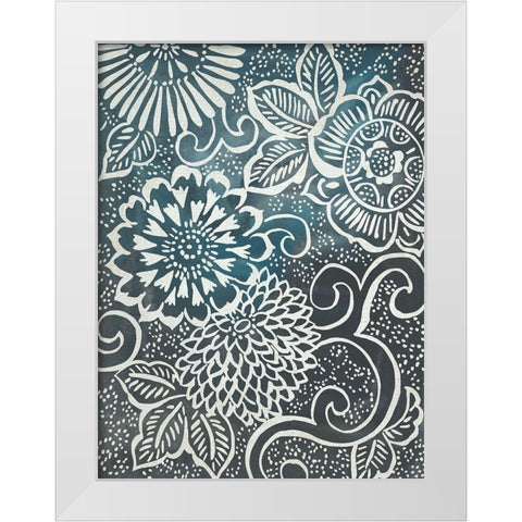Floral Batik II White Modern Wood Framed Art Print by Zarris, Chariklia