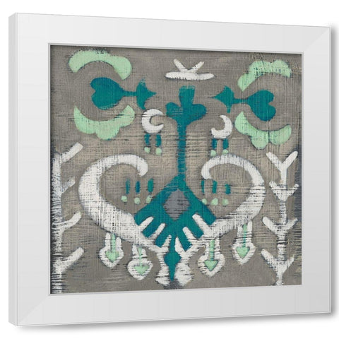 Teal Tapestry I White Modern Wood Framed Art Print by Zarris, Chariklia