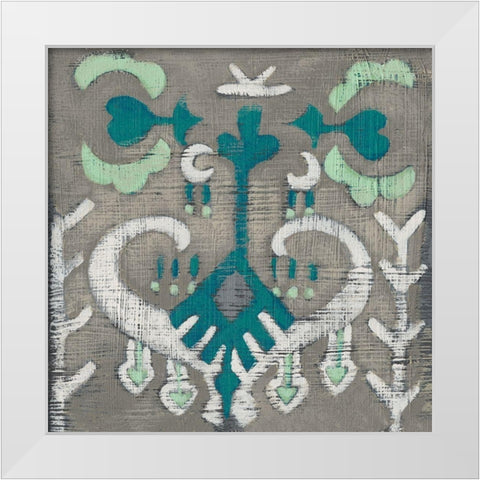 Teal Tapestry I White Modern Wood Framed Art Print by Zarris, Chariklia