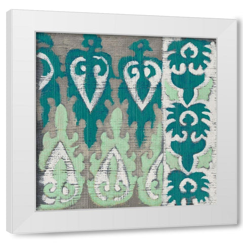 Teal Tapestry II White Modern Wood Framed Art Print by Zarris, Chariklia