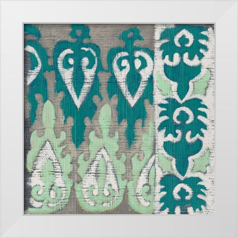 Teal Tapestry II White Modern Wood Framed Art Print by Zarris, Chariklia