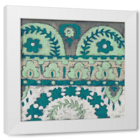 Teal Tapestry IV White Modern Wood Framed Art Print by Zarris, Chariklia