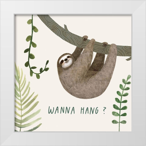 Sloth Sayings I White Modern Wood Framed Art Print by Borges, Victoria