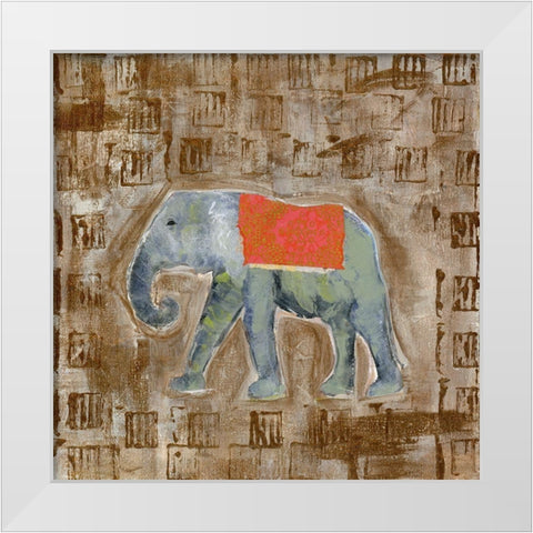 Global Elephant I White Modern Wood Framed Art Print by Daavettila, Tara