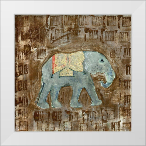 Global Elephant III White Modern Wood Framed Art Print by Daavettila, Tara