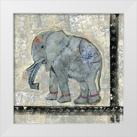 Global Elephant V White Modern Wood Framed Art Print by Daavettila, Tara