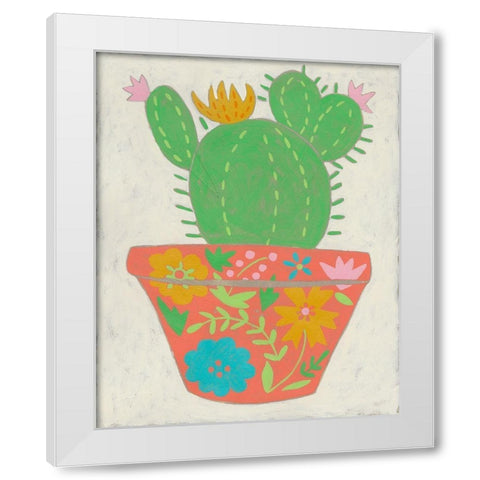 Happy Cactus I White Modern Wood Framed Art Print by Zarris, Chariklia