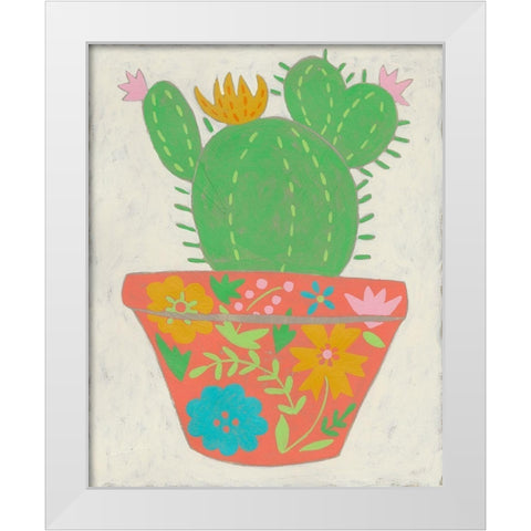Happy Cactus I White Modern Wood Framed Art Print by Zarris, Chariklia