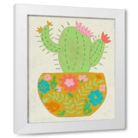Happy Cactus II White Modern Wood Framed Art Print by Zarris, Chariklia